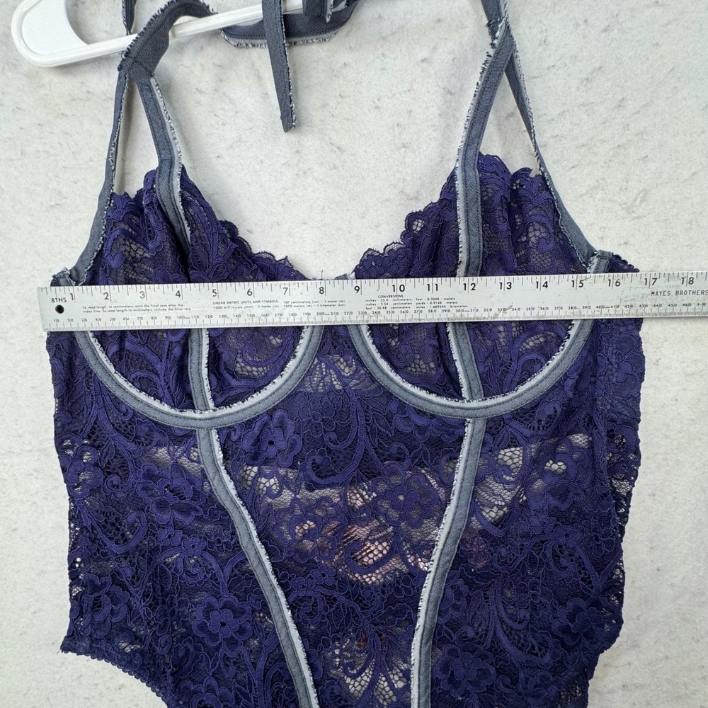 Savage X Fenty Bodysuit Women Plus 3X lingerie Navy Blue Floral Lace Sexy - Picture 5 of 14